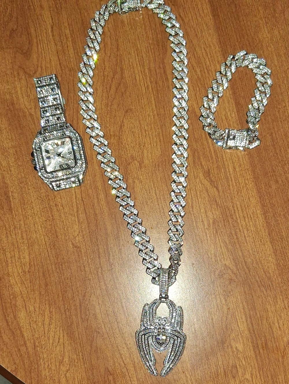 (24h Sale) Silver Plated Chain,watch,bracelet. SS SPYDER Ccharm.